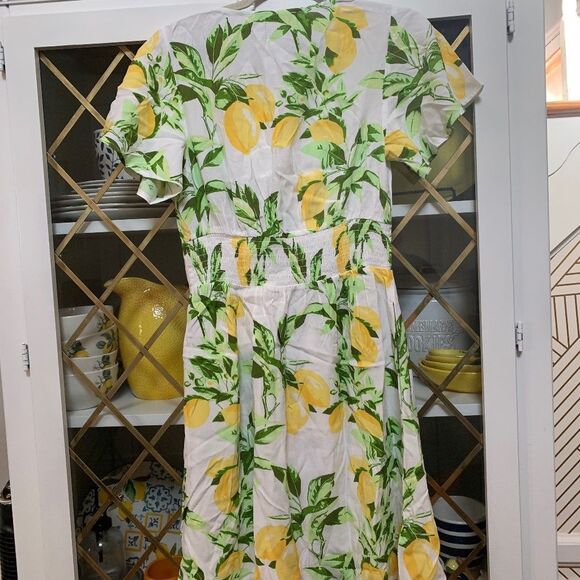 Loft Lemon Flutter V-Neck Pocket Dress NWT - Picture 8 of 8